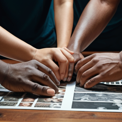 ** A group of diverse artists collaborating on a cultural project, emphasizing teamwork and creative synergy.

**