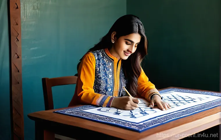 문화콘텐츠 기획 실무 노하우 - **A Digital Craftswoman's Legacy:**
A vibrant, eye-level shot of a young Pakistani woman, in her...