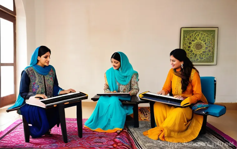 문화콘텐츠 기획사의 사회적 책임 사례 - **Prompt:** A group of diverse young Pakistani adults, dressed in modest, contemporary Pakistani fas...